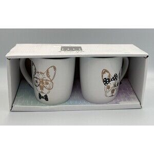 Frenchie Dog, His and Her Coffee Mug Set By Elle Decor. New